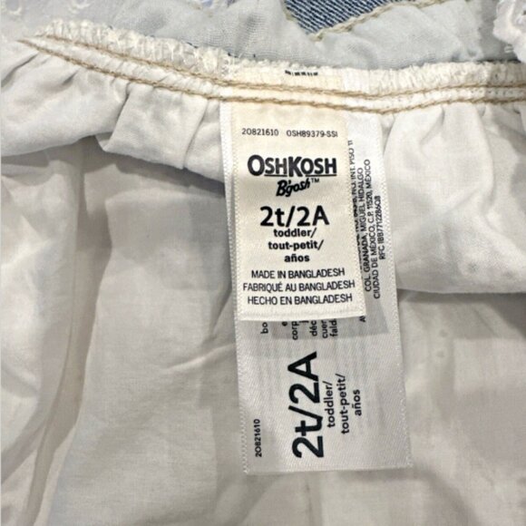 NEW! OshKosh Girls‎ 2T Jumper Dress White Eyelet Skirt Overalls MSRP $40 - Picture 10 of 10